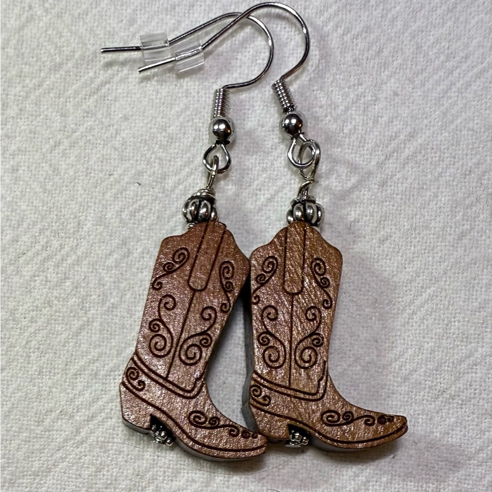 Cowboy/Cowgirl Artisan Brown Boot Earrings